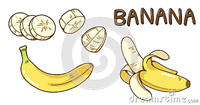 Abstract cute banana cartoon Vector Illustration