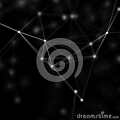 Abstract cybernetic particles background. Plexus fantasy technology background. 3d illustration. computer generated Cartoon Illustration