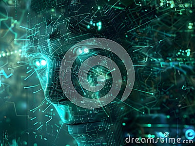 Abstract Cybersecurity Guardian Tech Network Blue Digital Futuristic Background Illustration Stock Photo