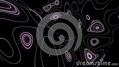 Abstract cyclic animation with a bended 3D shape covered by transforming stains. Design. Snake like moving object. Stock Photo