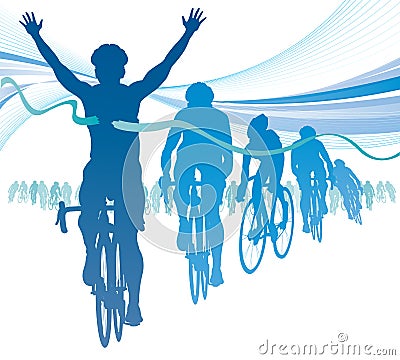 Abstract Cyclist winning the race against competit Vector Illustration