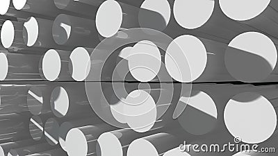 Abstract cylinders and their reflections Stock Photo