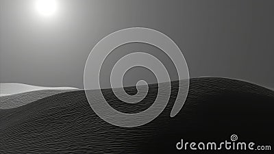 Abstract 3d animation of sand hills. Design. Grey sand hills on isolated ridge. 3D projection of grey desert with hills Stock Photo