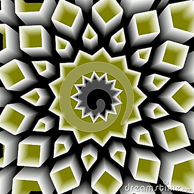 Abstract 3D background in kaleidoscope style. Geometric shapes with gradient Cartoon Illustration