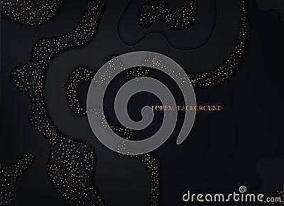 Abstract 3D background with paper cut shapes. Layered gold lines in a wave form in the style of realism. Vector design for Vector Illustration