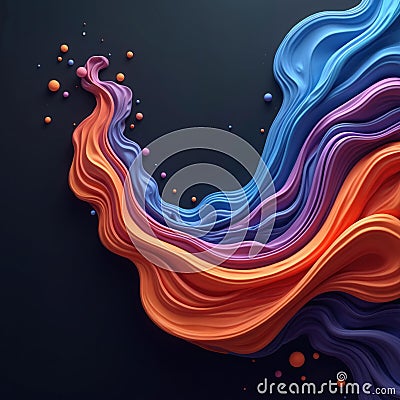 Abstract 3D background render. Colorful wavy shapes. Modern design with bright colours. Twisted geometric motion, fluid gradient Stock Photo