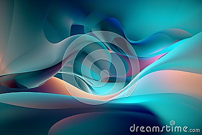 Abstract 3D Background. A smooth flowing flow with wavy background.Generative AI. Stock Photo