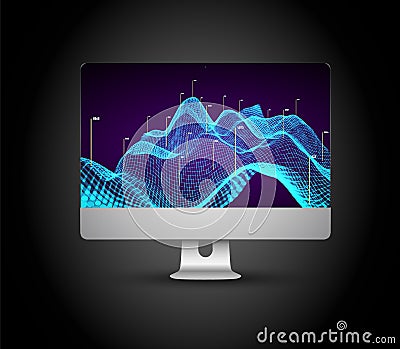 Tangled graphics data streams. Infographics threads data. Futuristic Social network. Vector Illustration