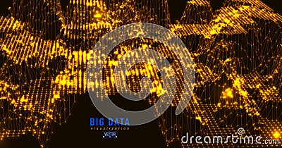Abstract 3D big data visualization. Tangled graphics data streams. Infographics threads data. Futuristic Social network. Vector Illustration
