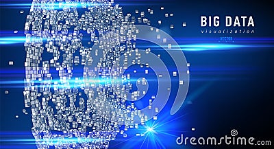 Abstract 3D big data visualization. Tangled graphics data streams. Infographics threads data. Futuristic Social network. Vector Illustration
