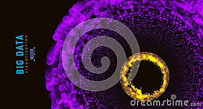 Abstract 3D big data visualization. Tangled graphics data streams. Infographics threads data. Futuristic Social network. Vector Illustration