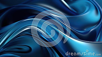 Abstract 3D blue fluid twisted wavy glass morphism. Ai generated illustration Stock Photo