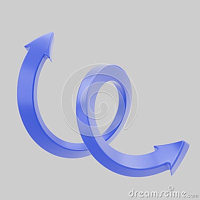 Abstract 3D blue twisted arrow figure on a white background, symbolizing a cycle or update. Ideal for use in interfaces Stock Photo