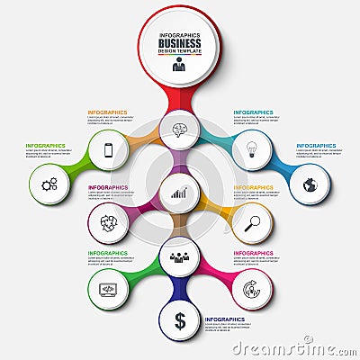 Abstract 3D business tree Infographic. Can be used for workflow layout Vector Illustration