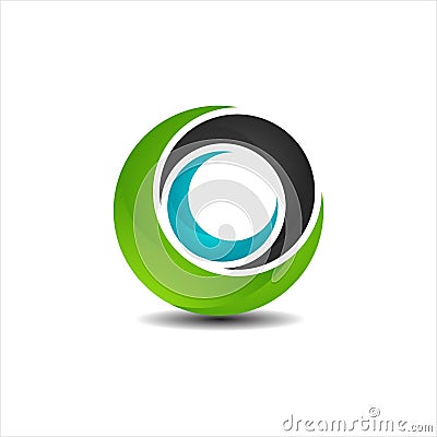 abstract 3D circle logo design graphic element template Vector Illustration