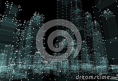 Abstract 3d city rendering Cartoon Illustration