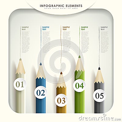 Abstract 3d colored pencil infographics Vector Illustration