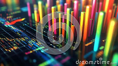 Abstract 3D Colorful Data Visualization Chart Stock Photo