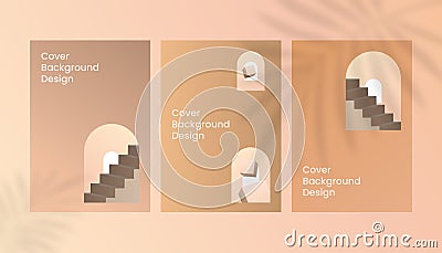 Abstract 3d cube and stairs brown gold gradient a4 luxury cover background design Stock Photo