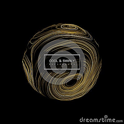 Abstract 3D curl sphere with swirled stripes. Vector Illustration