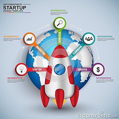 Abstract 3D digital business startup Infographic Vector Illustration
