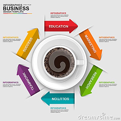 Abstract 3D digital business timeline Infographic with cofee cup Vector Illustration