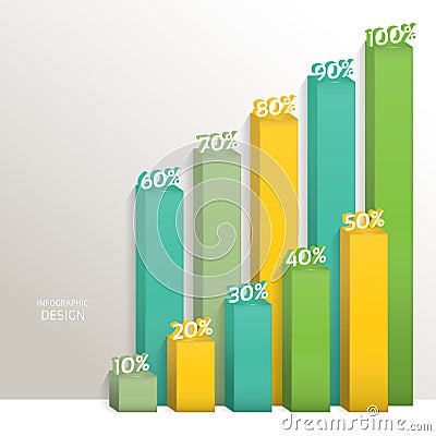 Abstract 3D digital illustration graph. Vector illustration can be used for workflow layout, diagram, number options, web design. Vector Illustration