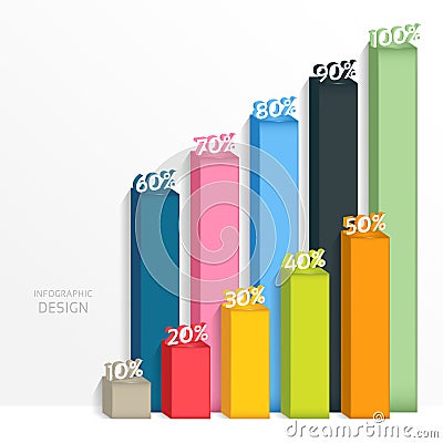 Abstract 3D digital illustration graph. Vector illustration can be used for workflow layout, diagram, number options, web design. Vector Illustration