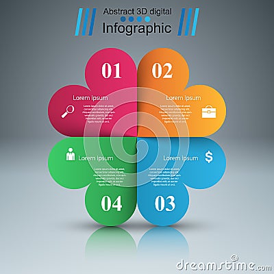 Abstract 3D digital illustration Infographic. Heart icon. Vector Illustration