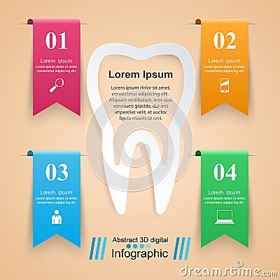 Abstract 3D digital illustration Infographic. Tooth icon. Vector Illustration
