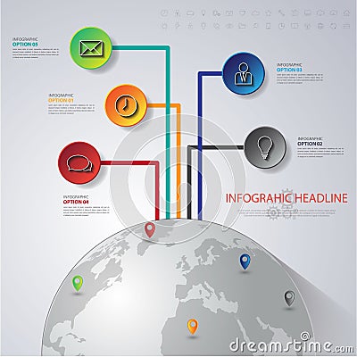 Abstract 3D digital illustration Infographic with world map.Can Vector Illustration