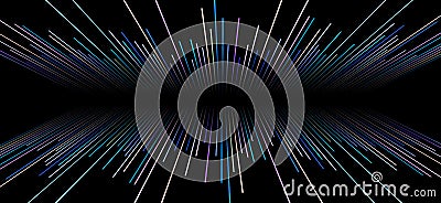 Abstract 3d dynamic background, cosmic hyper speed striped pattern on black Vector Illustration