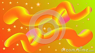 Abstract 3d flowing fluid shapes with stars vector background Vector Illustration