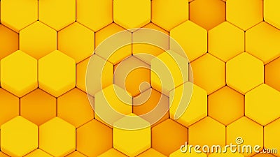 Abstract 3D geometric background, yellow hexagons shapes Cartoon Illustration