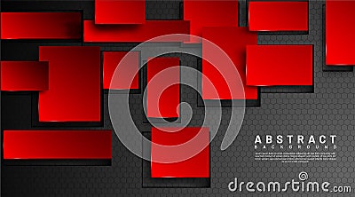 Abstract 3d geometric red squares vector. hexagon background .design for banners, wallpaper, web, etc Vector Illustration