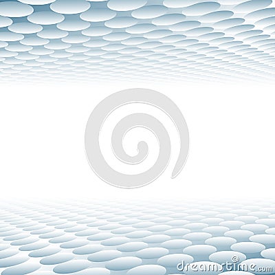 Abstract 3D grid circle pattern texture blue and white perspective background. Vector Illustration