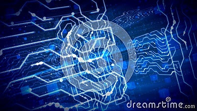 Soaring Inside Global Processor Circuits Cartoon Illustration