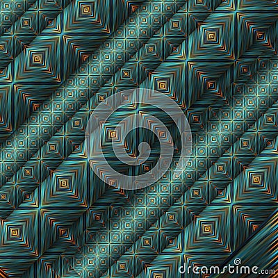 Abstract 3d illustration of symmetrical repeating diagonal gradient patterns with geometric shapes and lines overlapping Cartoon Illustration