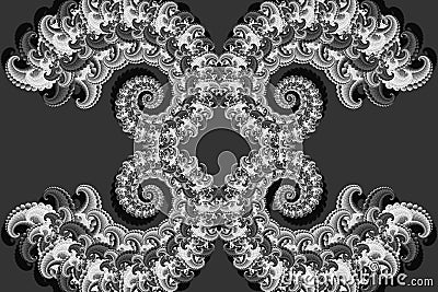 Abstract 3D image with a volume on a gray background of fractal luxury patterned elements, modern stylish fantasy screensaver, tex Stock Photo