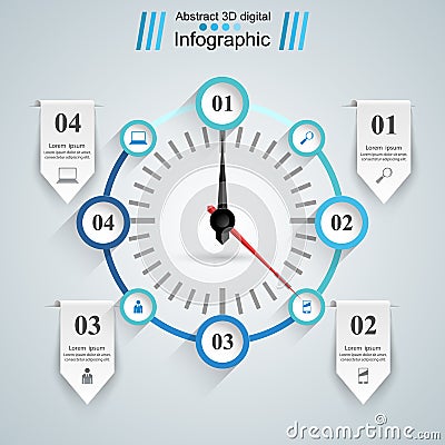 Abstract 3D Infographic. Speedometer, arrow icon. Vector Illustration