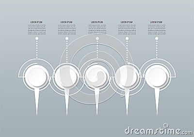 Abstract 3D infographic template with a five steps for success. Business circle template with options for brochure, diagram, Vector Illustration