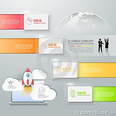 Abstract 3d infographic template 4 steps, Stock Photo