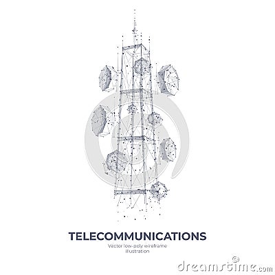 Abstract 3d isolated ntelecommunication tower on white Vector Illustration