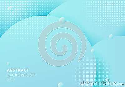 Abstract 3D liquid fluid circles blue pastels color beautiful background with halftone texture Vector Illustration