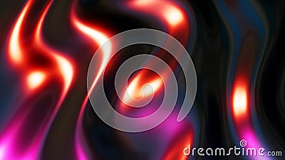 Abstract 3D metal background, red black chrome metallic texture with waves Cartoon Illustration