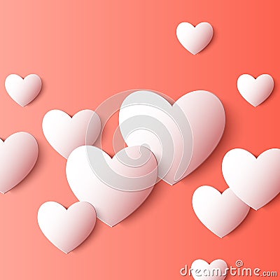 Abstract 3D Paper Heart Shapes. Vector background Vector Illustration