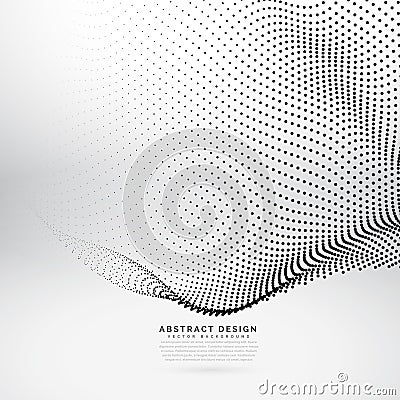 Abstract 3d particle wave mesh in cyber technology style Vector Illustration