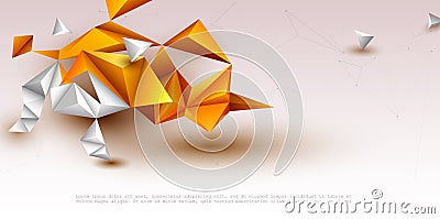 Abstract 3D Geometric, Polygon, Yellow-orange gradient color triangle pattern shape on white color background Vector Illustration
