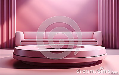 Abstract 3D products display podium showcase for scene with geometric shape. 3d rendering with pink pastel stage to show cosmetic Stock Photo