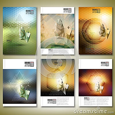 Abstract 3D pyramids, abstract hexagonal patterns Vector Illustration